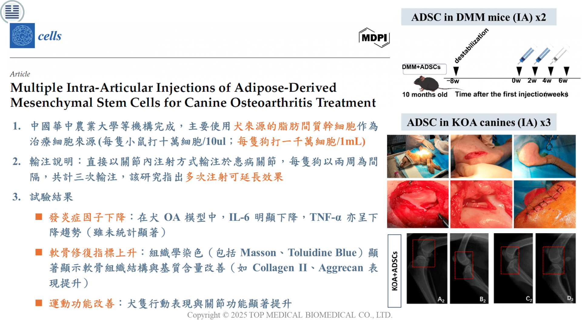 【知識分享】脂肪幹細胞多次注射治療犬隻的骨關節炎