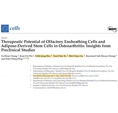 [文獻發表] 鼻嗅黏膜細胞和脂肪間質幹細胞對在骨關節炎中療效的潛力：來自臨床前研究見解
